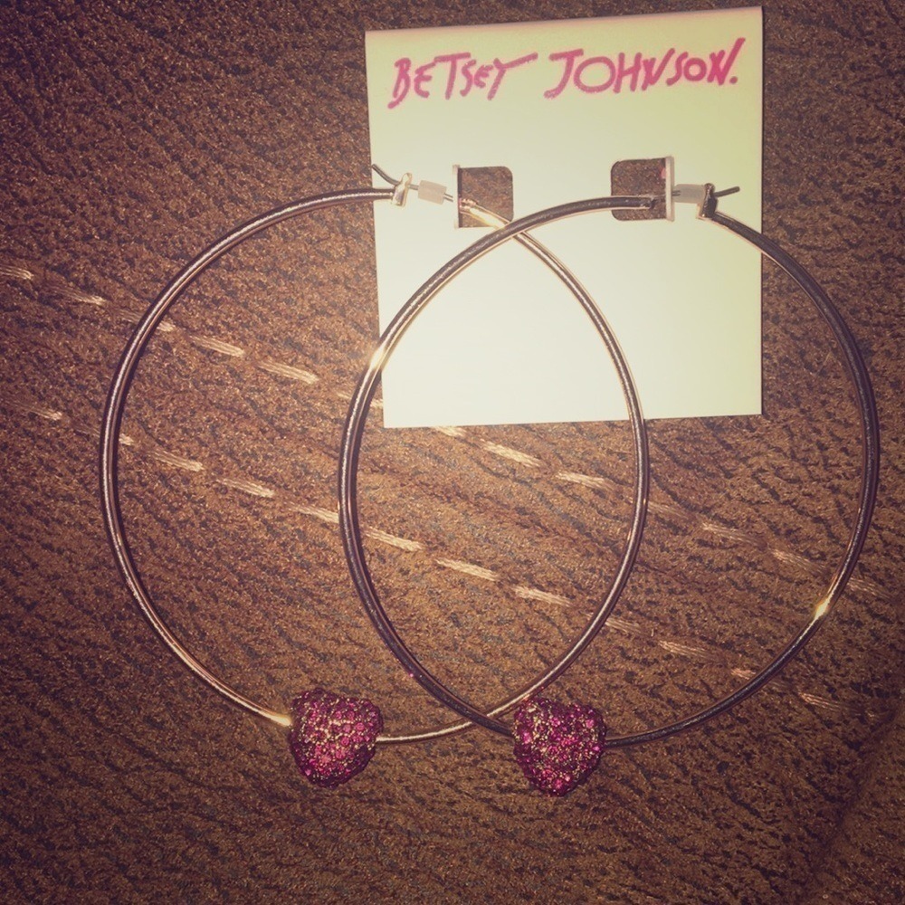 NWT Betsey Johnson Earrings‎ Hearts rose gold